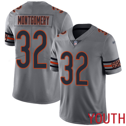 Chicago Bears Limited Silver Youth David Montgomery Jersey NFL Football #32 Inverted Legend->chicago bears->NFL Jersey